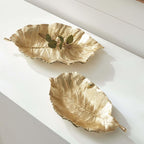 Antique Gold Leaf Shaped Accent Tray Vintage Shopper