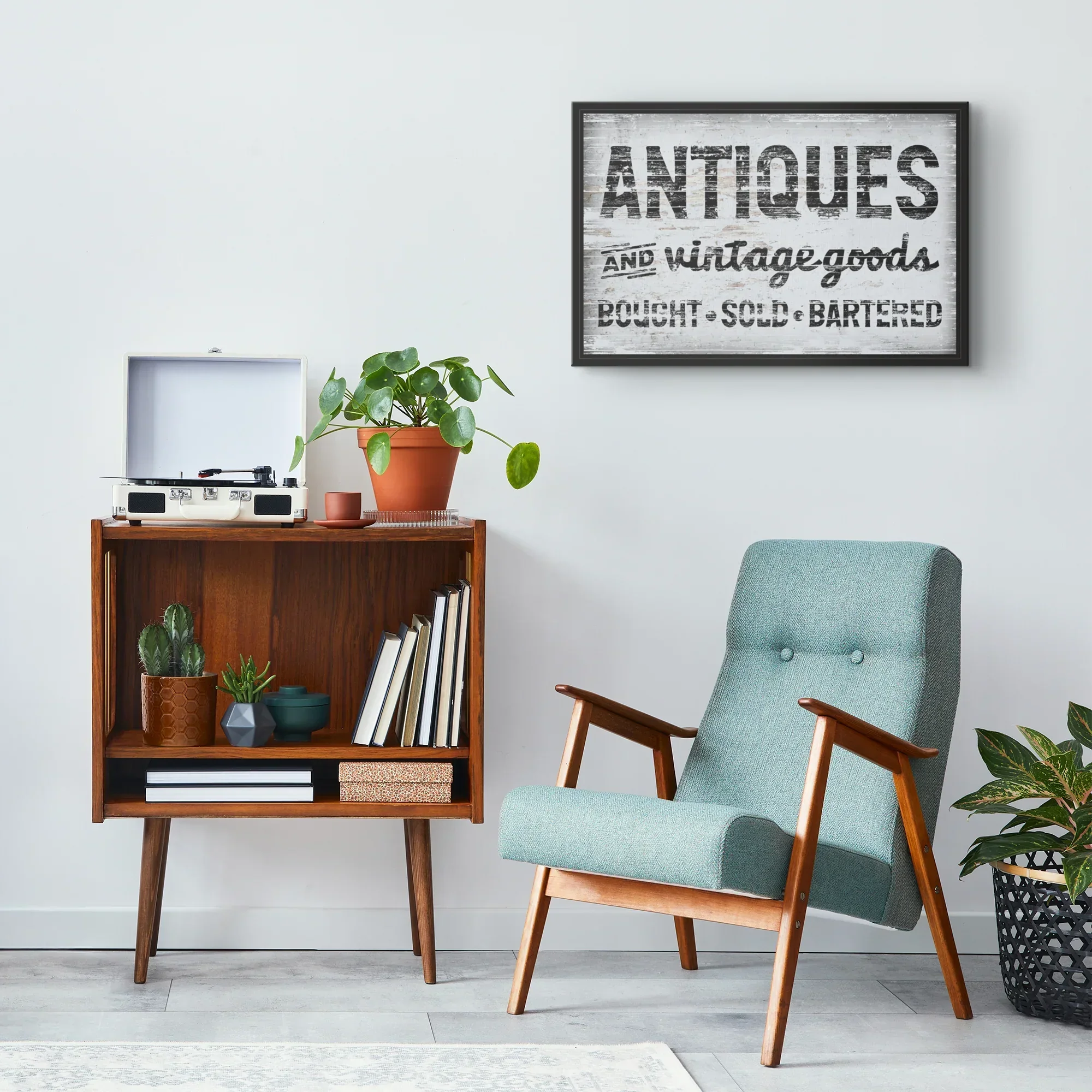 Antiques & Vintage Goods Wrapped Canvas Wall Art – 36" X 24" (gallery Depth), back view - House Of Avana