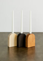 Arch Wooden Taper Candle Stand, front view - House Of Avana