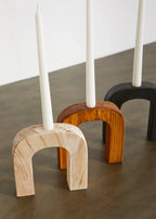 Arch Wooden Taper Candlestick Holder Kanju Interiors