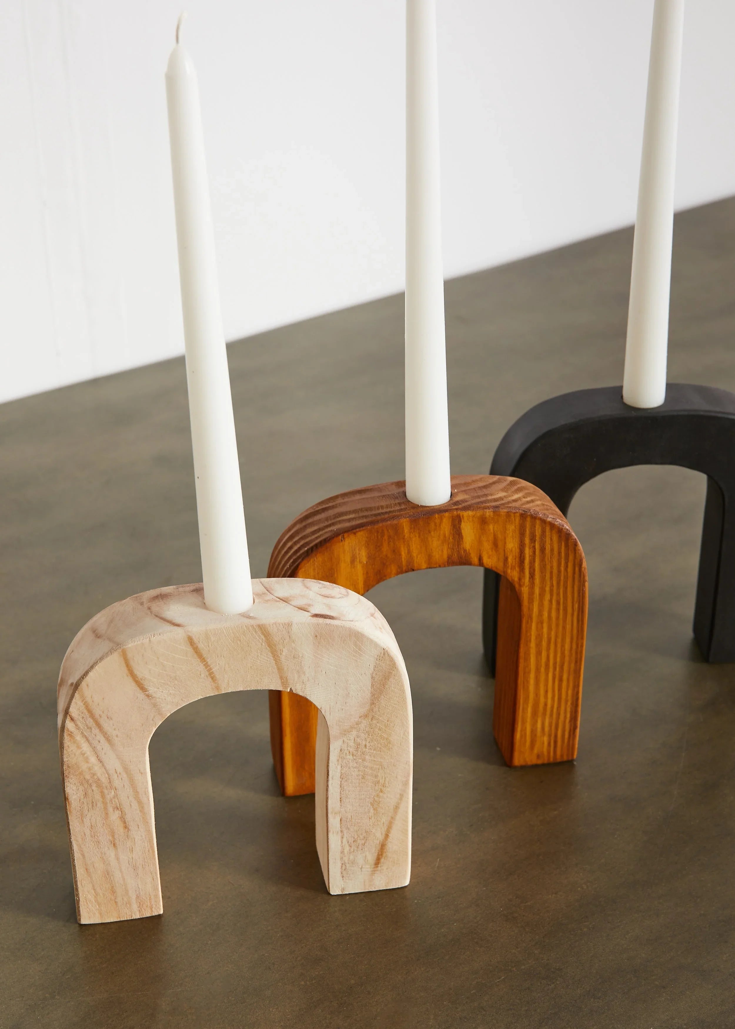 Arch Wooden Taper Candlestick Holder Kanju Interiors