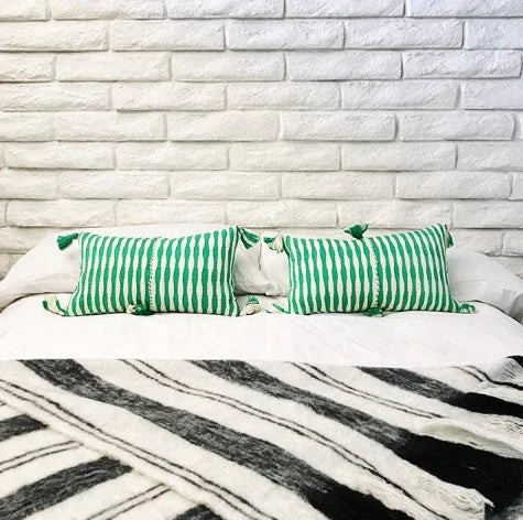 Antigua Pillow - Grass Green Stripe Archive New York