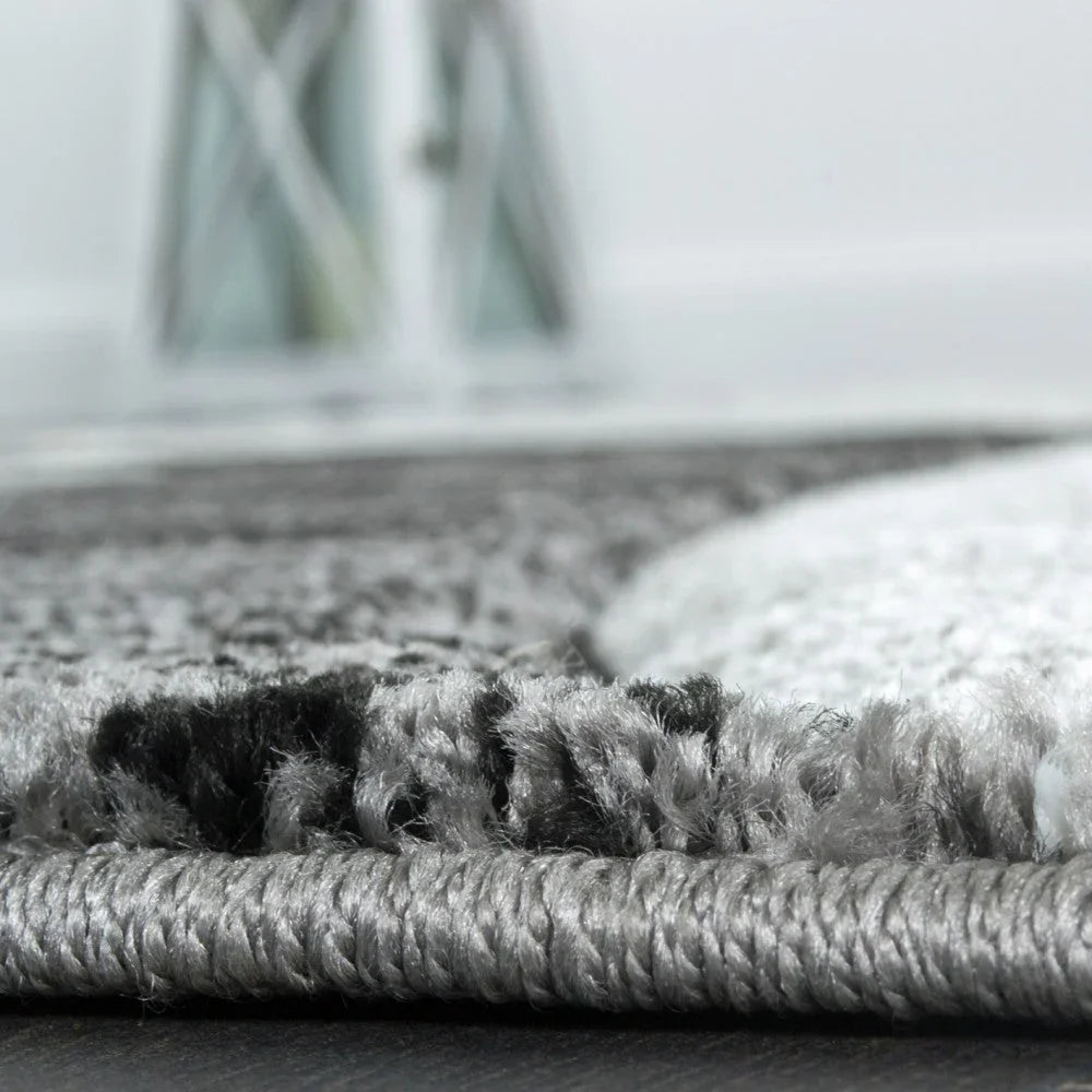Area Rug Brilliance Grey White Geometric Pattern, side view - House Of Avana