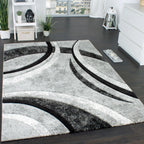 Area Rug Brilliance Grey White Geometric Pattern, detail shot - House Of Avana