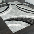 Area Rug Brilliance Grey White Geometric Pattern, lifestyle image - House Of Avana