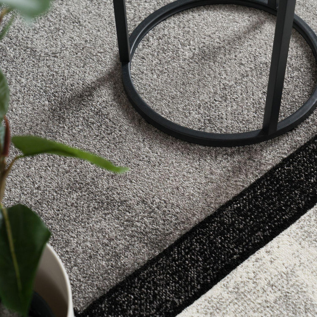 Area Rug Brilliance with Geometric Squares in Black White, back view - House Of Avana