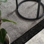 Area Rug Brilliance with Geometric Squares in Black White, back view - House Of Avana