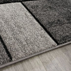 Area Rug Brilliance with Geometric Squares in Black White, side view - House Of Avana
