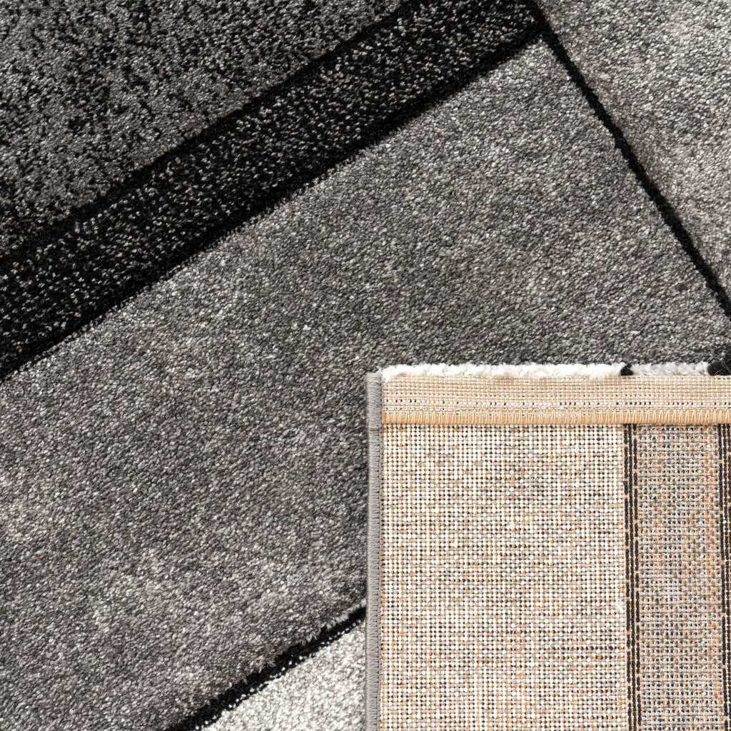Area Rug Brilliance with Geometric Squares in Black White, detail shot - House Of Avana