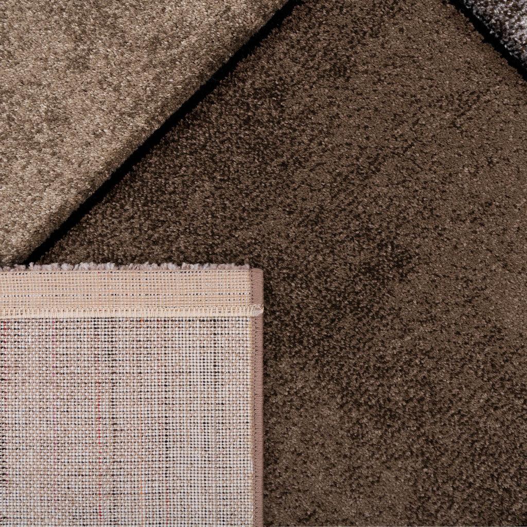 Area Rug Brilliance with Geometric Squares in Brown Beige, detail shot - House Of Avana