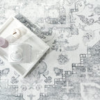 Area Rug Cambridge Faded Look with Oriental Pattern, angled view - House Of Avana