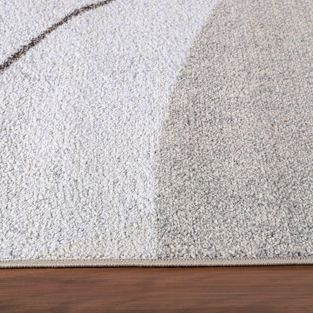 Area Rug Fiesta with Abstract Artistic Pattern in Beige and Grey, side view - House Of Avana