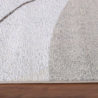 Area Rug Fiesta with Abstract Artistic Pattern in Beige and Grey, side view - House Of Avana