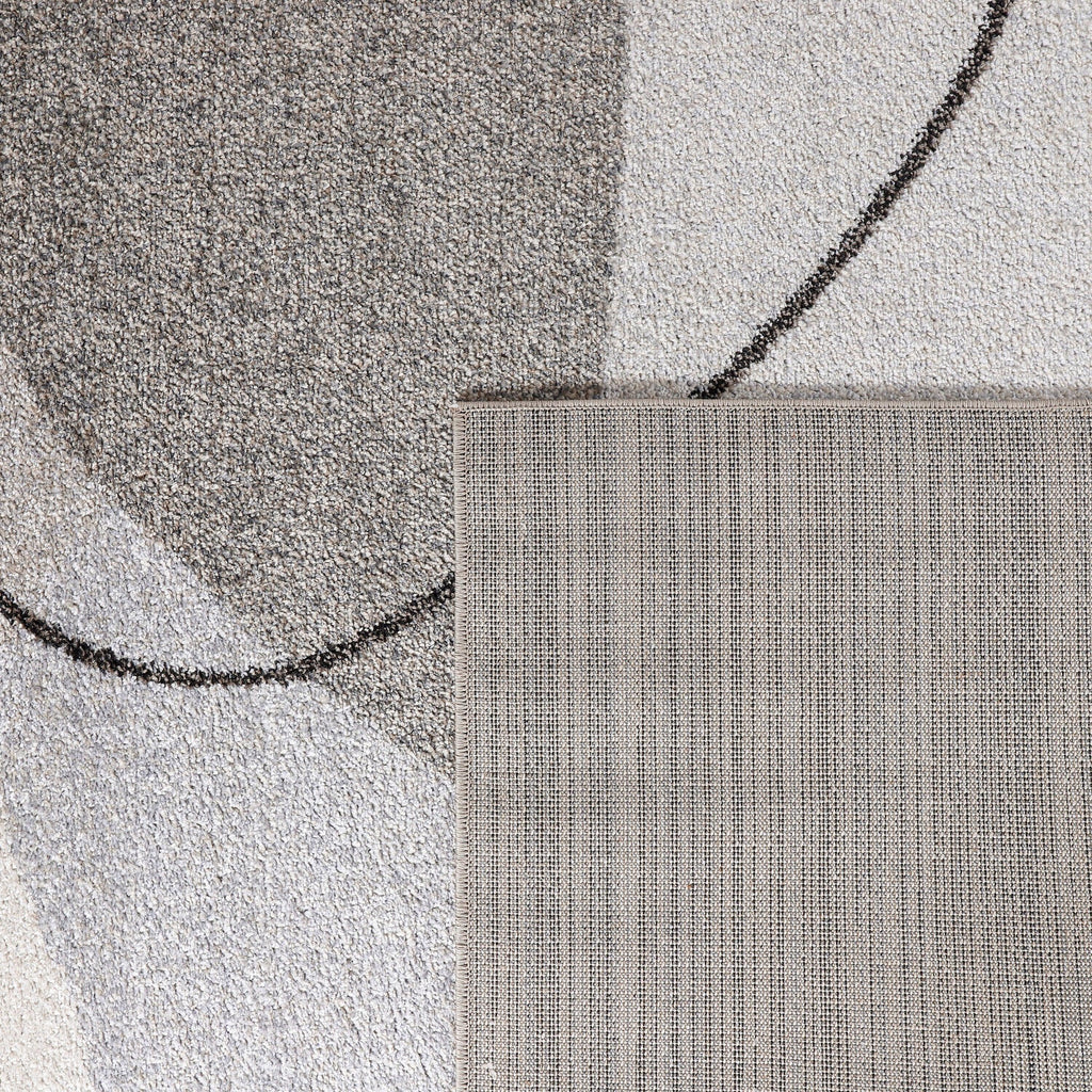 Area Rug Fiesta with Abstract Artistic Pattern in Beige and Grey, detail shot - House Of Avana