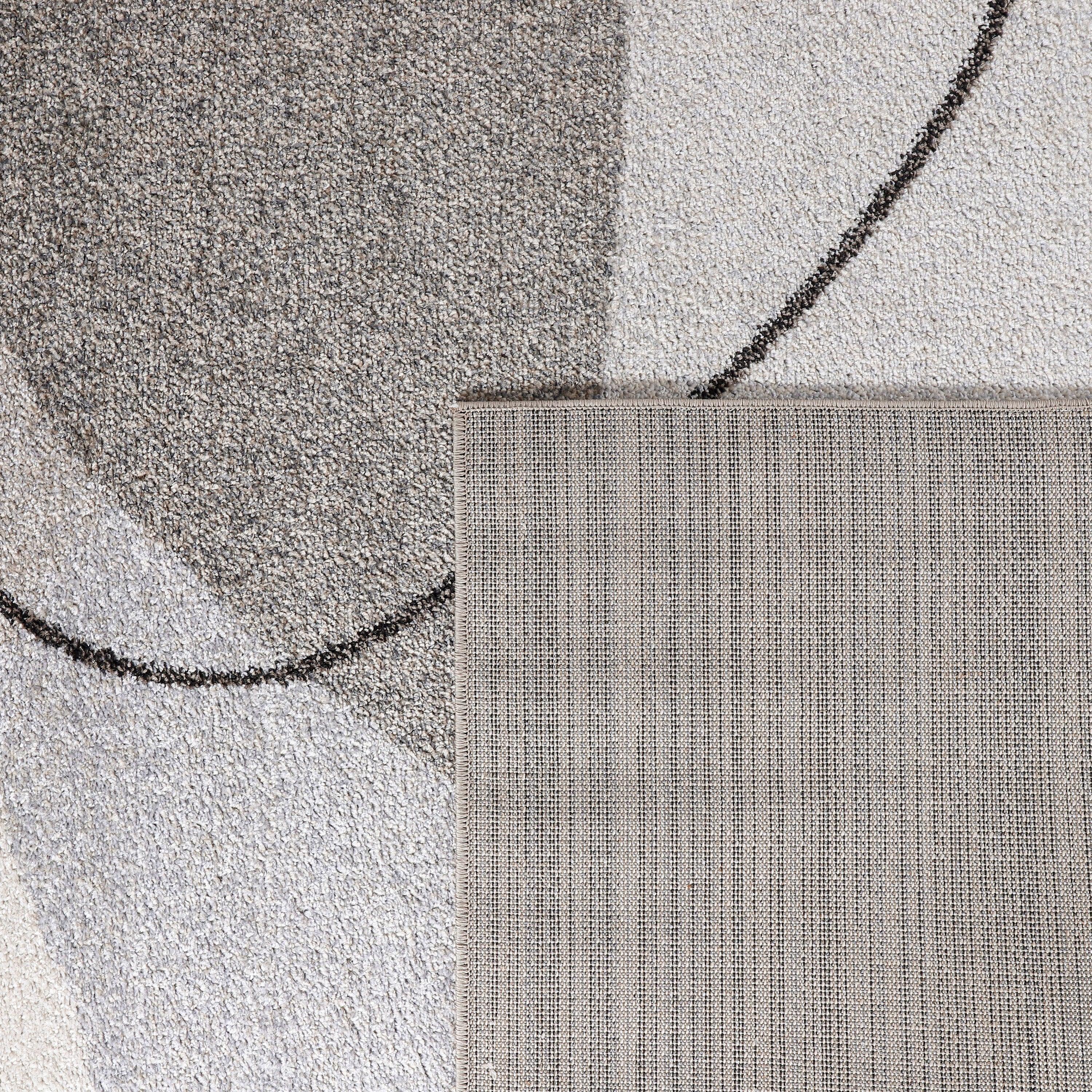 Area Rug Fiesta with Abstract Artistic Pattern in Beige and Grey, detail shot - House Of Avana