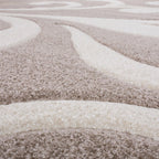 Area Rug Lafleur Modern Floral Pattern with Contour Cut - Beige, back view - House Of Avana