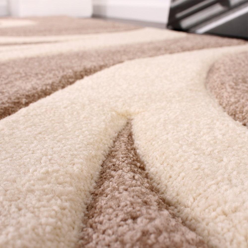 Area Rug Lafleur Modern Floral Pattern with Contour Cut - Beige, detail shot - House Of Avana