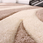 Area Rug Lafleur Modern Floral Pattern with Contour Cut - Beige, detail shot - House Of Avana