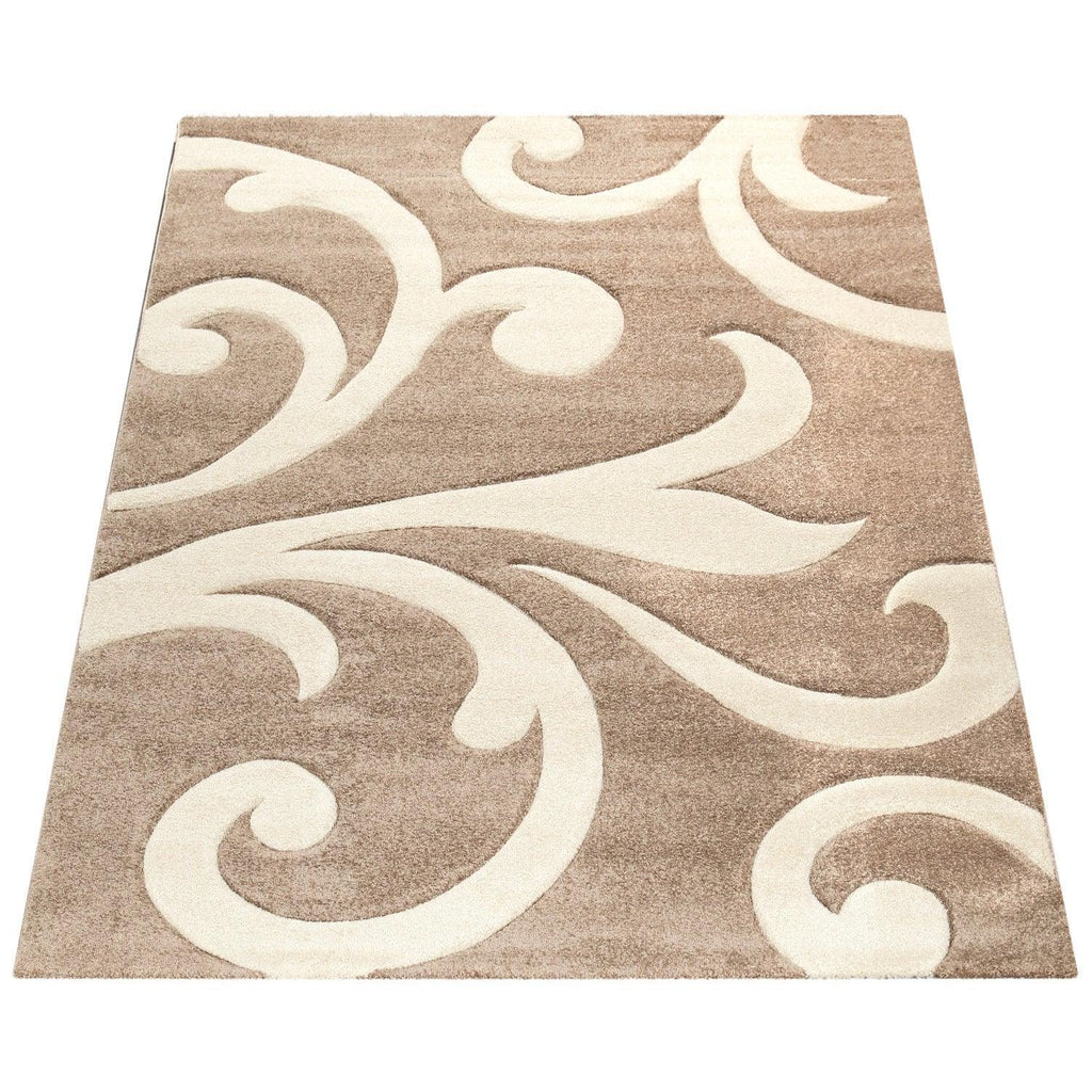 Area Rug Lafleur Modern Floral Pattern with Contour Cut - Beige, lifestyle image - House Of Avana