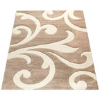 Area Rug Lafleur Modern Floral Pattern with Contour Cut - Beige, lifestyle image - House Of Avana