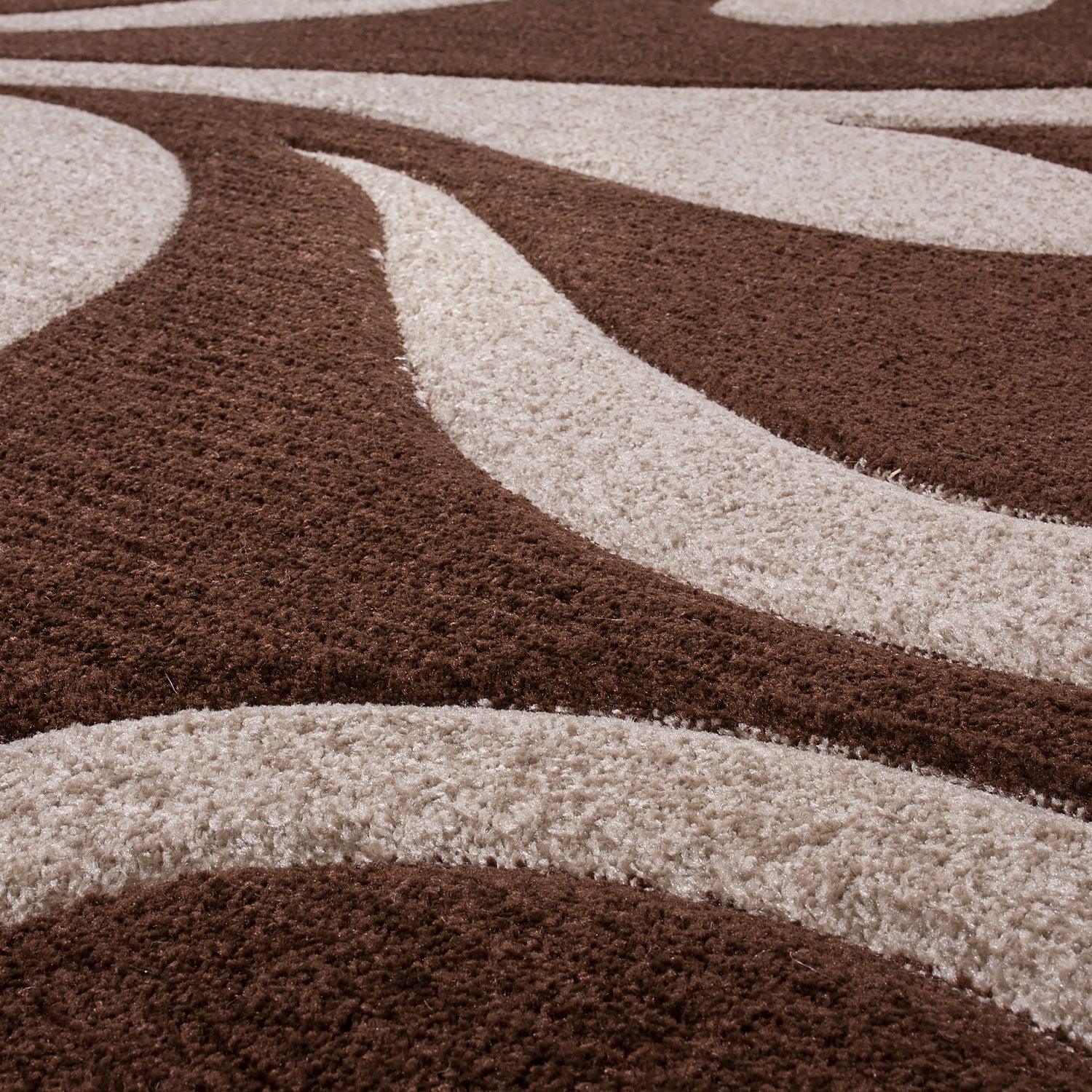 Area Rug Lafleur Modern Floral Pattern with Contour Cut - Brown, back view - House Of Avana