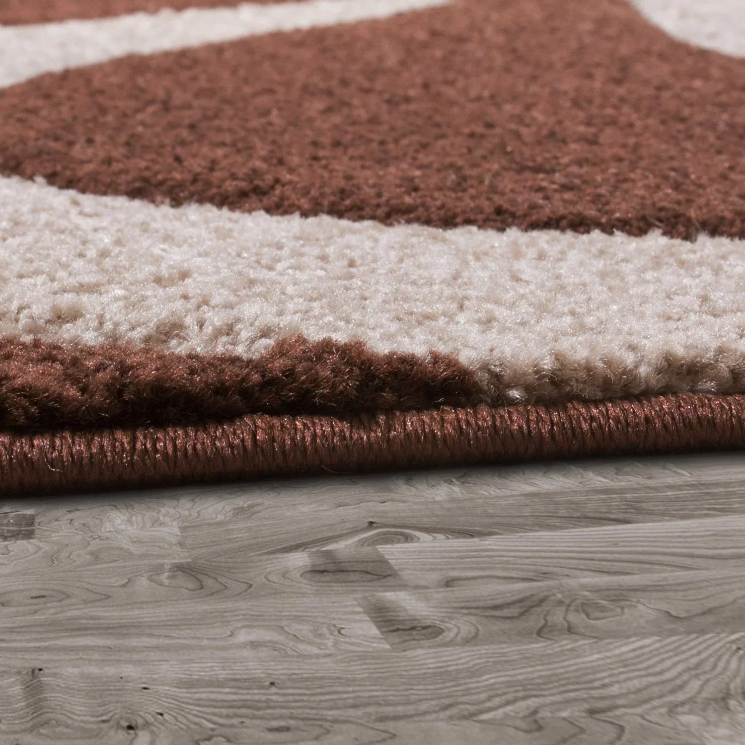Area Rug Lafleur Modern Floral Pattern with Contour Cut - Brown, side view - House Of Avana