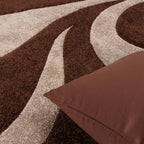 Area Rug Lafleur Modern Floral Pattern with Contour Cut - Brown, detail shot - House Of Avana