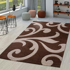 Area Rug Lafleur Modern Floral Pattern with Contour Cut - Brown, front view - House Of Avana