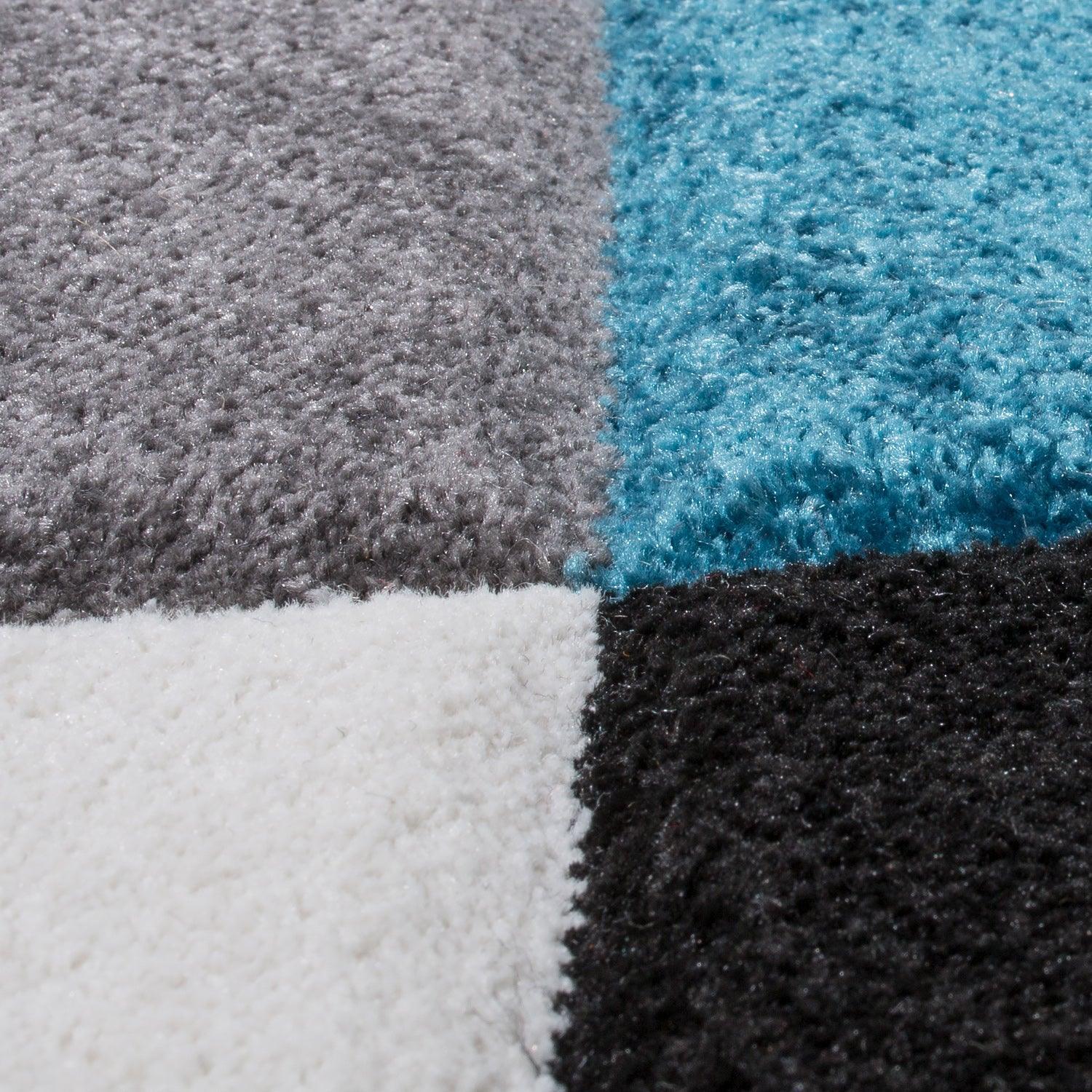 Area Rug Madeira Abstract Curved Pattern - Grey Blue, back view - House Of Avana