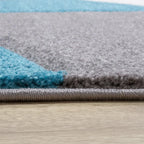 Area Rug Madeira Abstract Curved Pattern - Grey Blue, side view - House Of Avana