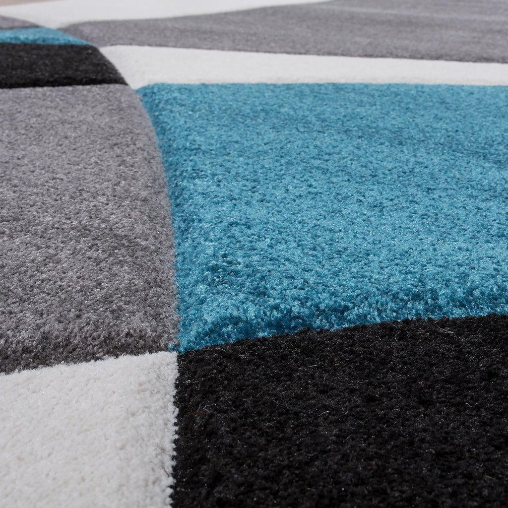 Area Rug Madeira Abstract Curved Pattern - Grey Blue, lifestyle image - House Of Avana