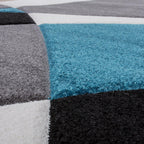 Area Rug Madeira Abstract Curved Pattern - Grey Blue, lifestyle image - House Of Avana