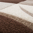 Area Rug Madeira Checkered with Contour Cut - Brown, back view - House Of Avana