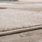 Area Rug Madeira Checkered with Contour Cut - Brown, side view - House Of Avana