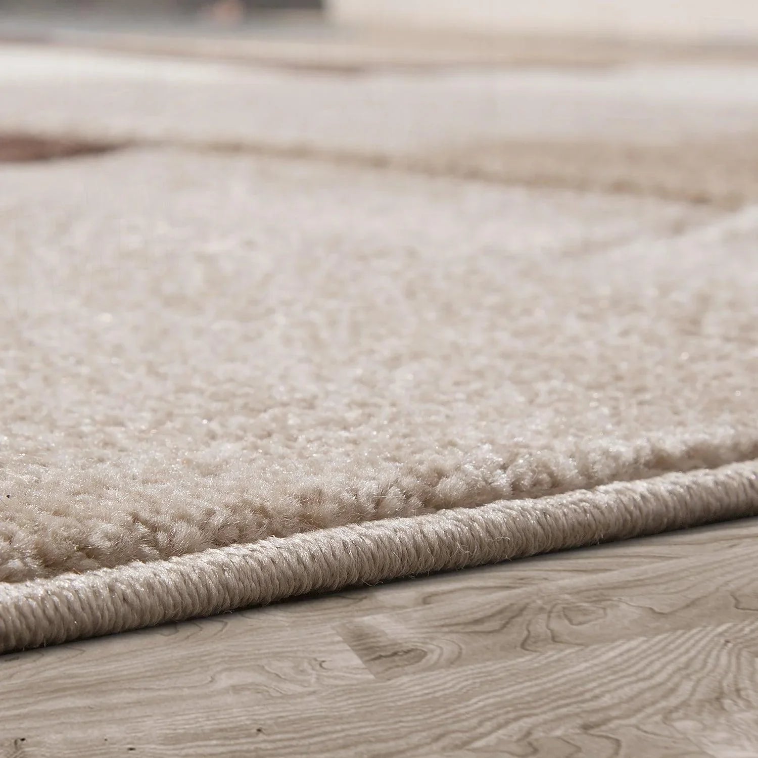 Area Rug Madeira Checkered with Contour Cut - Brown, side view - House Of Avana