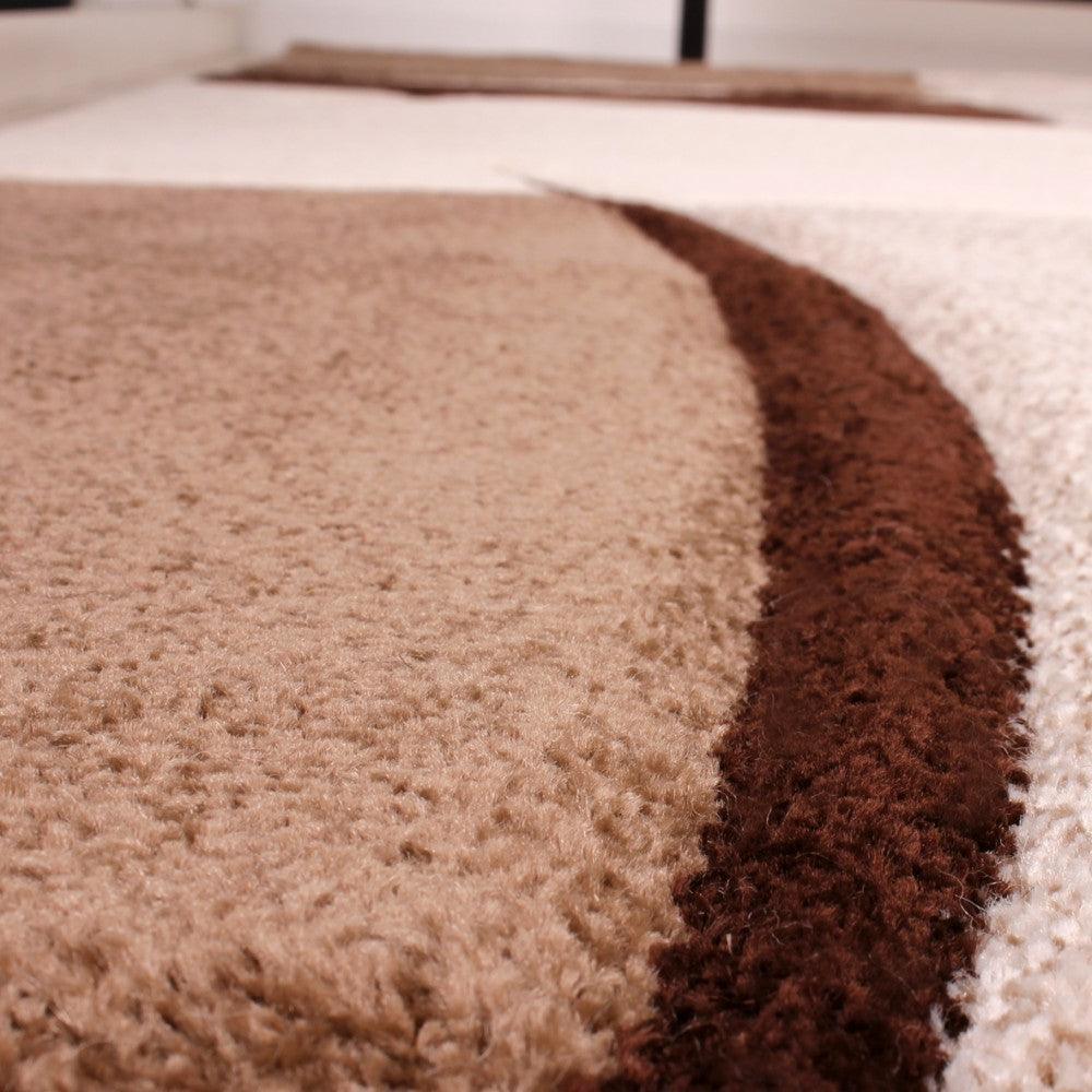 Area Rug Madeira Checkered with Contour Cut - Brown, lifestyle image - House Of Avana