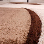Area Rug Madeira Checkered with Contour Cut - Brown, lifestyle image - House Of Avana
