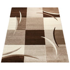 Area Rug Madeira Checkered with Contour Cut - Brown, top view - House Of Avana