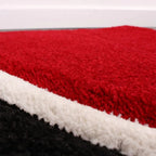 Area Rug Madeira Checkered with Contour Cut - Grey Red, back view - House Of Avana