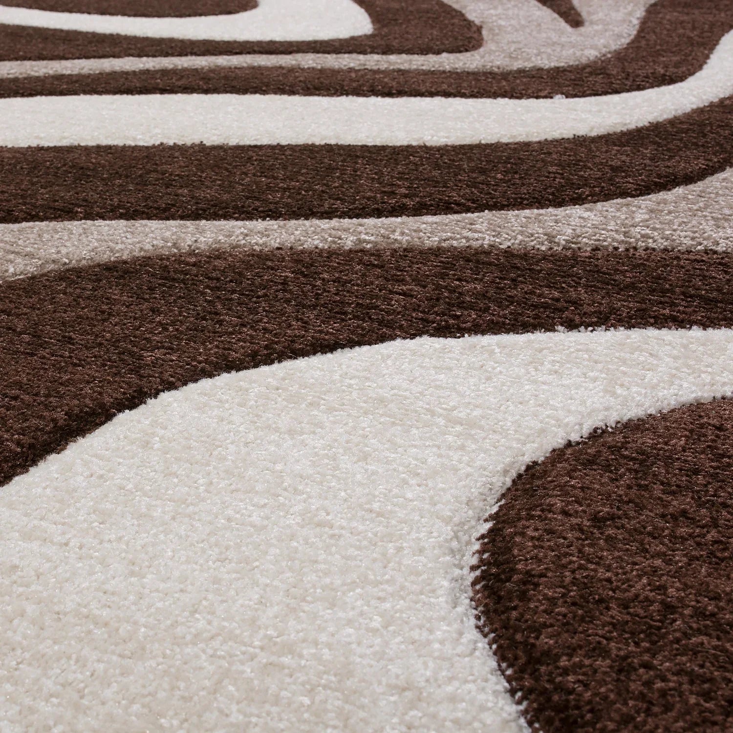Area Rug Madeira Modern Wave Pattern - Brown Beige, back view - House Of Avana