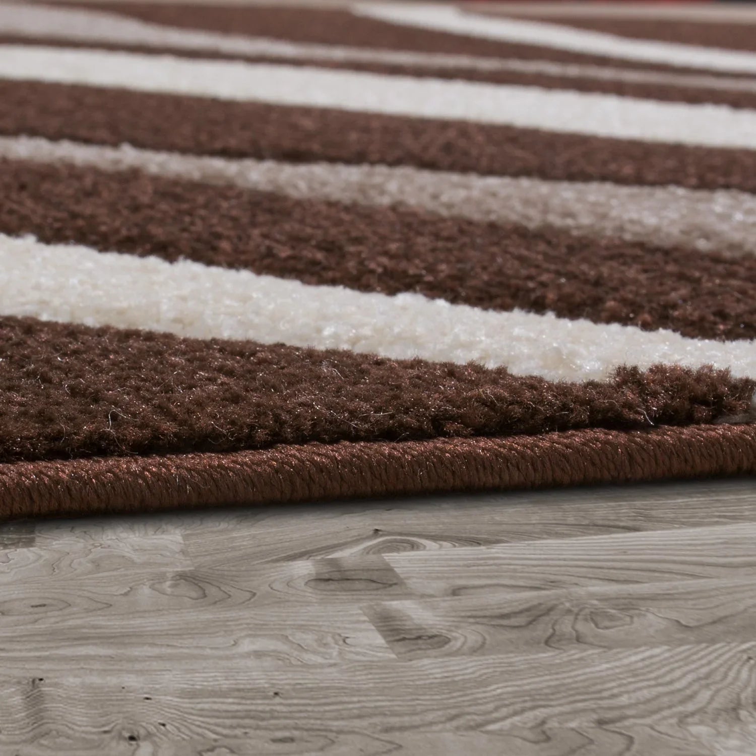 Area Rug Madeira Modern Wave Pattern - Brown Beige, side view - House Of Avana