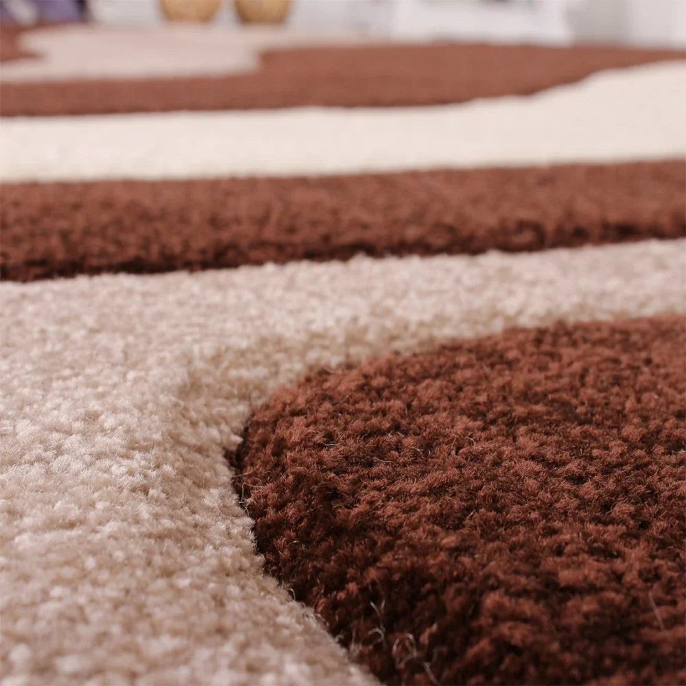 Area Rug Madeira Modern Wave Pattern - Brown Beige, detail shot - House Of Avana