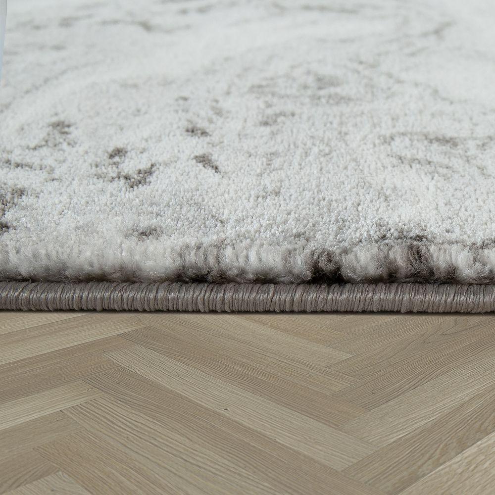 Area Rug Marble Pattern Checkered in Grey Gold Beige, back view - House Of Avana