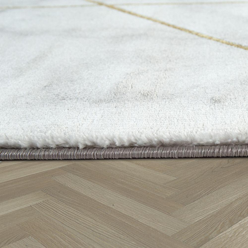Area Rug Marble Pattern Hardwearing in Grey Gold Cream, back view - House Of Avana