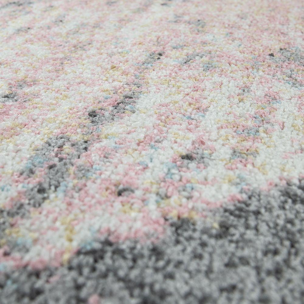 Area Rug Mero Modern Abstract Design - Pink White Grey, side view - House Of Avana