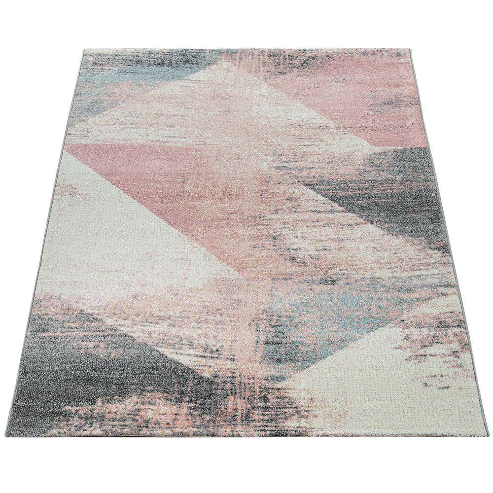 Area Rug Mero Modern Abstract Design - Pink White Grey, detail shot - House Of Avana