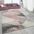 Area Rug Mero Modern Abstract Design - Pink White Grey, front view - House Of Avana