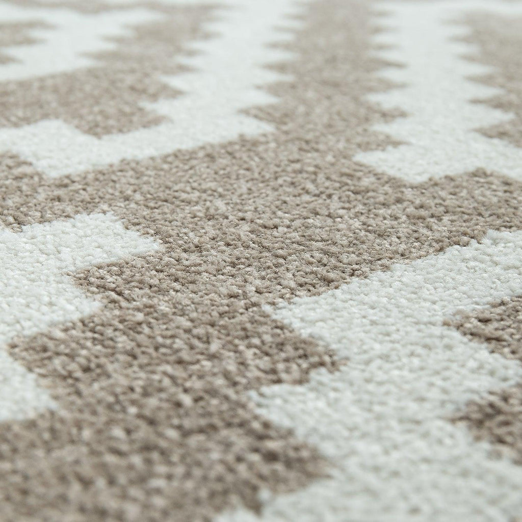 Area Rug Stella Moroccan Diamond Pattern - Pastel Beige White, back view - House Of Avana