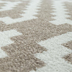 Area Rug Stella Moroccan Diamond Pattern - Pastel Beige White, back view - House Of Avana