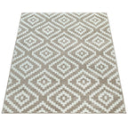 Area Rug Stella Moroccan Diamond Pattern - Pastel Beige White, lifestyle image - House Of Avana